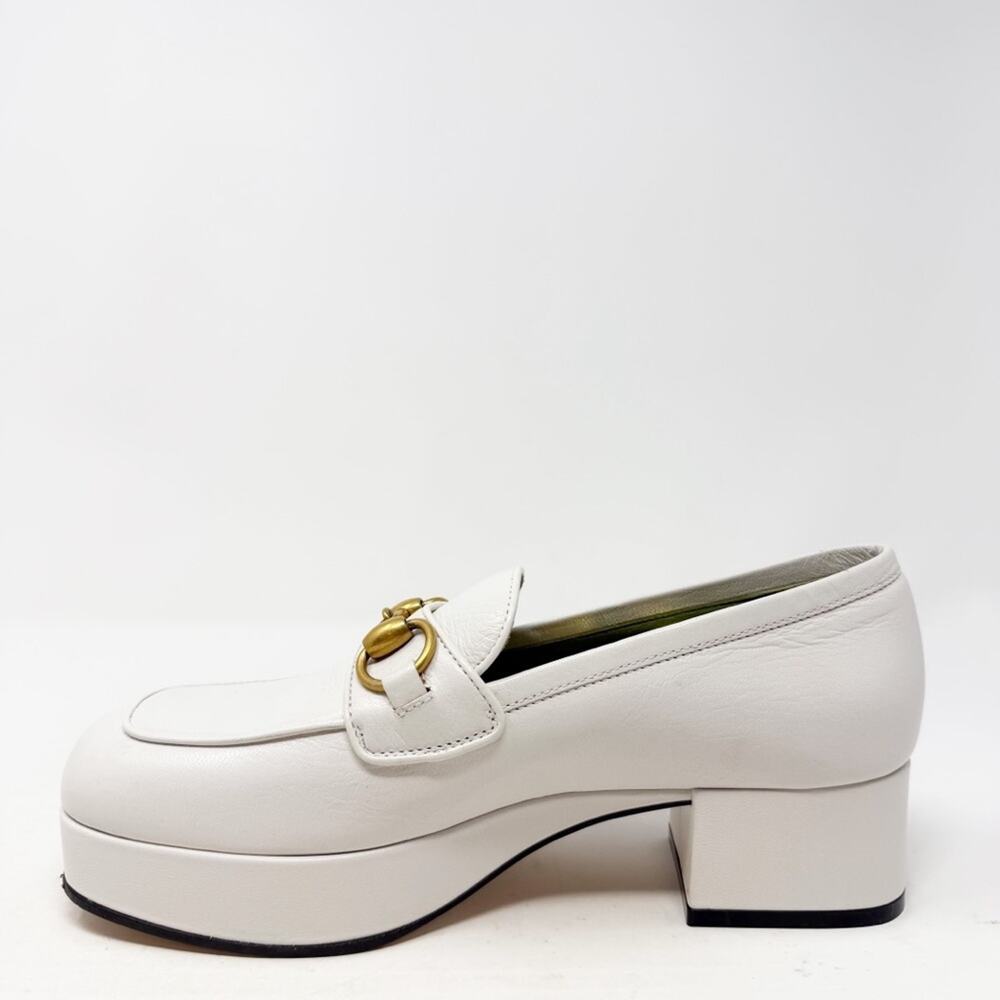 Gucci Houdan Horsebit Platform Loafers White Leather Womens Size EU 36 - Picture 6 of 11
